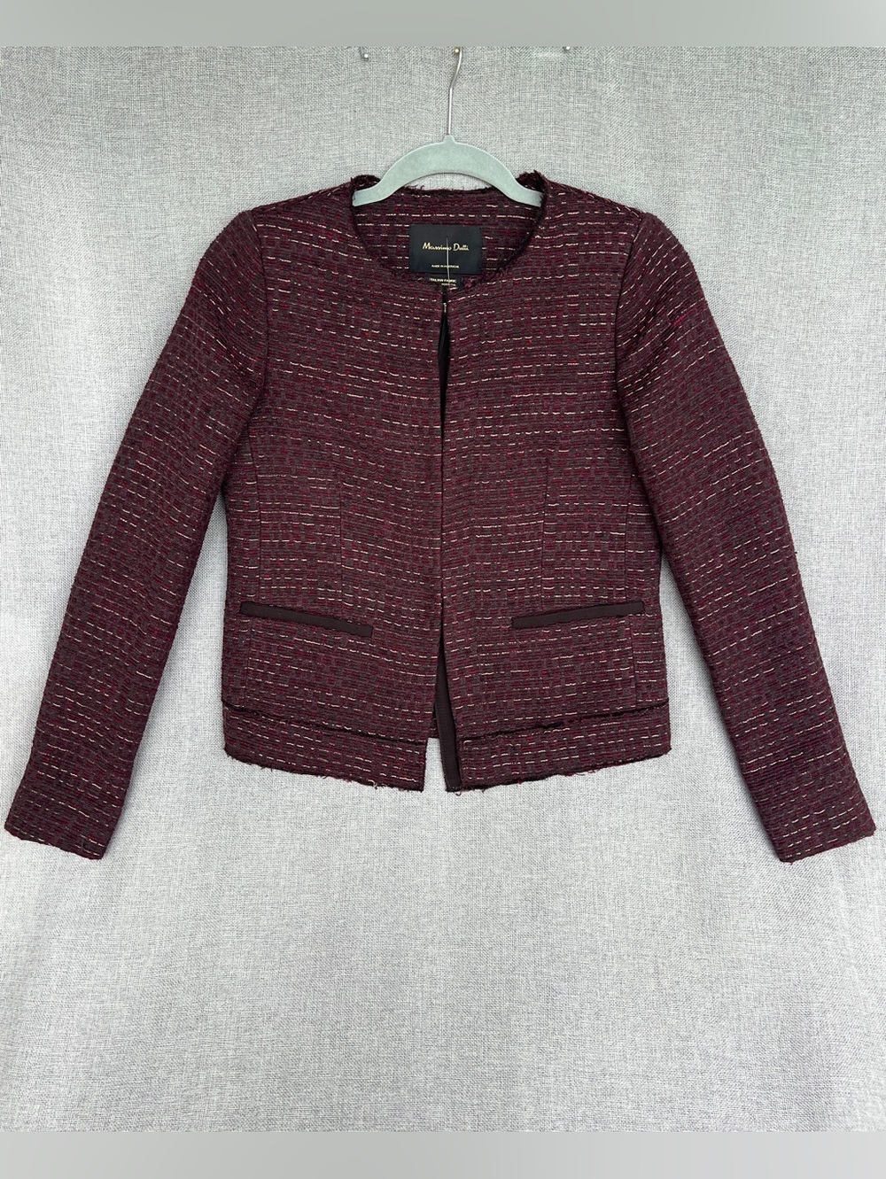 Massimo Dutti tweed jacket maroon  size 4